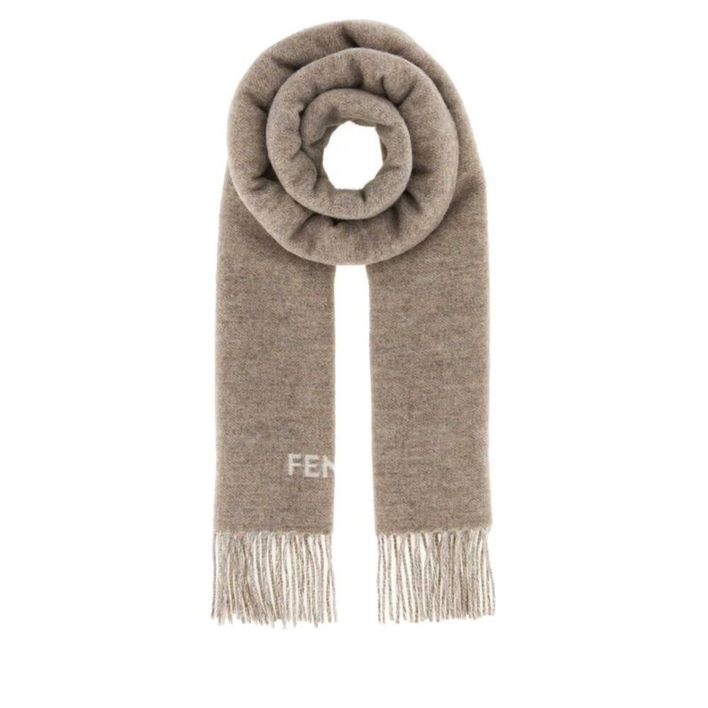 Fendi Men Dove Grey Cashmere Scarf